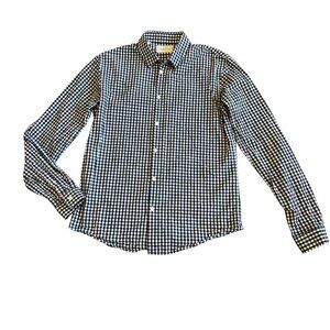 Sandro Paris Blue White Check Print Button-Down Shirt Long Sleeve Size Large